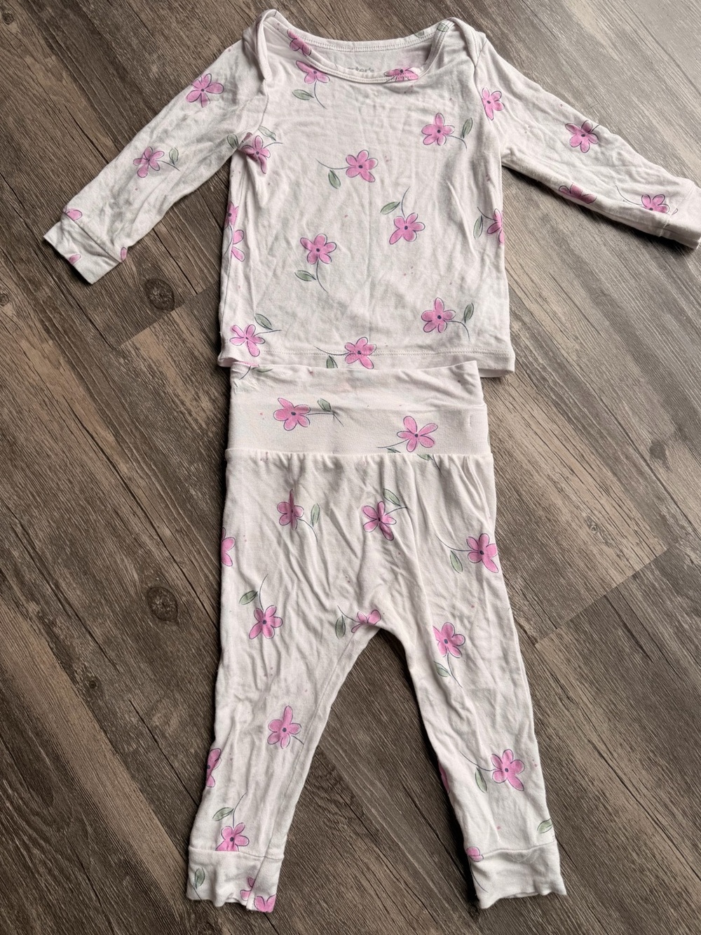 Carter's White Two-Piece Pajama Set with Pink Floral Print 9M